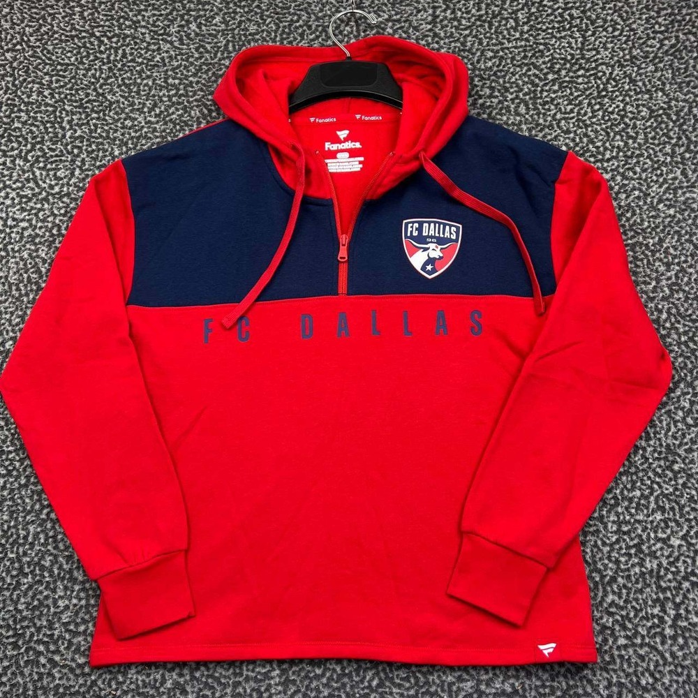 FC Dallas Hoodie Women Medium Red Fanatics Long Sleeve Pullover 1/4 Zip New M